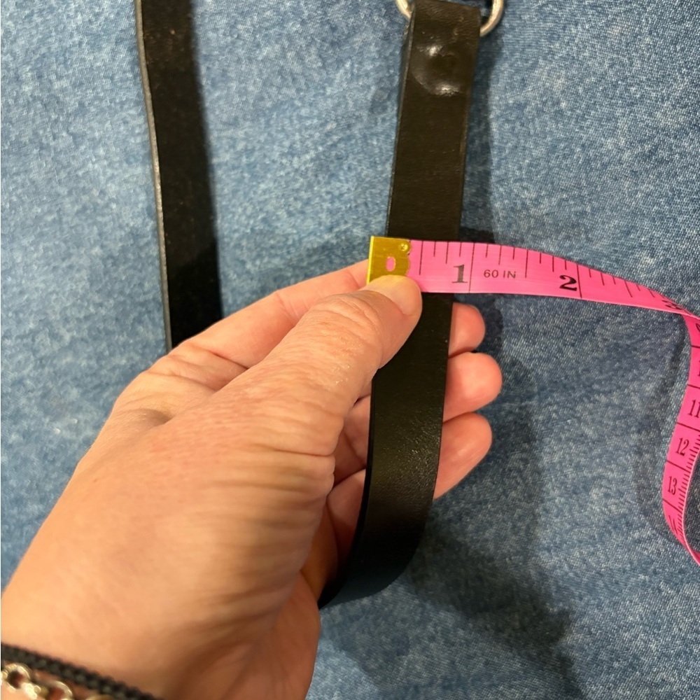 Chico’s leather belt black with metal decorative buckle sz M L - Picture 5 of 6